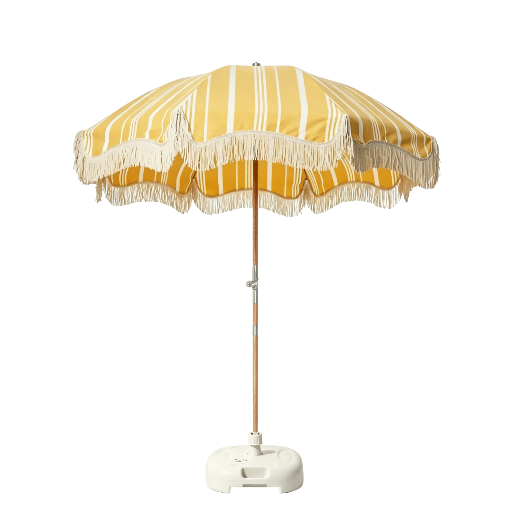 ร่มชายหาด BUNISE รุ่น X1003 ขอบพู่ ,1.8ม. สีเหลืองมัสตาร์ดลายทาง_0